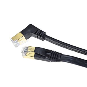 1 M Right Angle Cat 6 Ethernet Network Cable / Flat Patch Cord Black Color