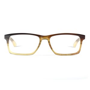 Brown Metal Buffalo 53-16-140 Horn Sunglasses Slim Rimless Rectangular