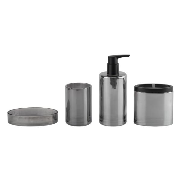 Buy Black Nickle Glass Bathroom Accessories Sets Round Shape Ion Plating Effect Household Products Soap Dish Foam Soap Dispenser at wholesale prices