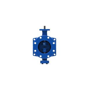 Quality Blue Double Flanged Ductile Iron Double Eccentric Butterfly Valve for sale