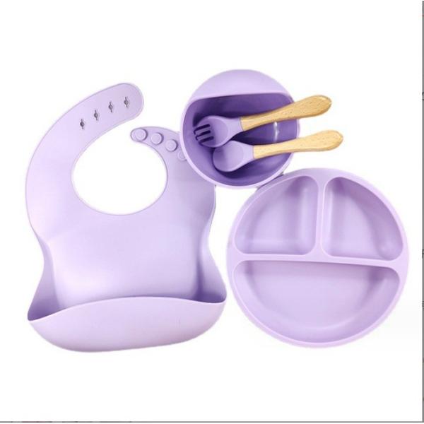 Silicone Baby Feeding Set Bpa Free Dinnerware Type with Bowl Bottle Spoon and
