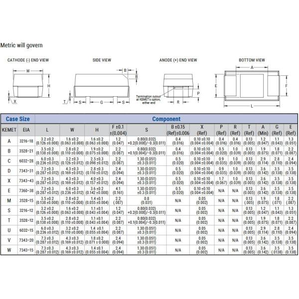 T491A475K004AT Cap Tant Solid 4.7uF 4V A CASE 10% (3.2 X 1.6 X 1.6mm) Inward L SMD 3216-18 8 Ohm 125°C T/R