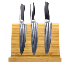 ISO9001 2000 System Natural Bamboo Wood Magnetic Knife Block Holder Customized