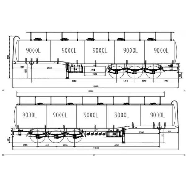 12R22.5 Tire 3 Axle 5000kg 45CBM Oil Fuel Semi Trailer
