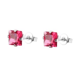Women Men Zircon Diamond Square Stud Earrings Stainless Steel Body Piercing