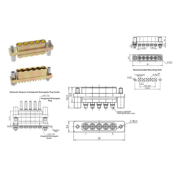 Rectangular SMA/SMP RF Integrated Connector