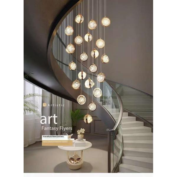 Contemporary Round Crystal Ball Chandelier For Villa Mall Hotel Loft Kitchen Living Room