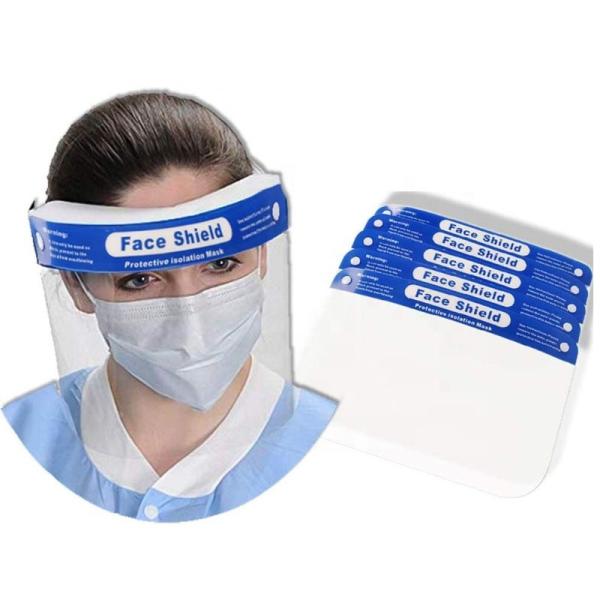 Buy Wholesale Plastic PET Production Face Mask Against Virus Clear Face Shield at wholesale prices