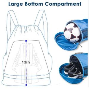 Drawstring Dry Wet Separation Beach Bag Backpack With Shoe Compartment