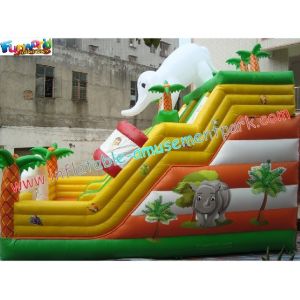 Customised 18OZ PVC Elephant Commercial Inflatable Slides For Amusement Parks 8