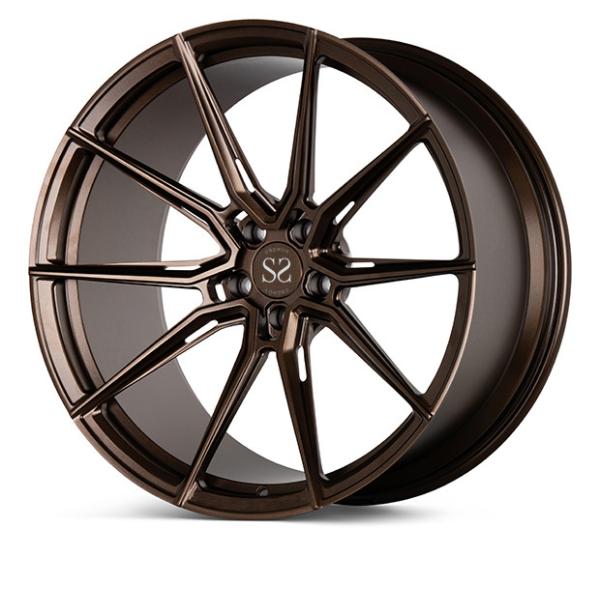 1 Piece Audi Forged Aluminum Alloy Wheels Y Shape 5Spoke Black With Orange Face