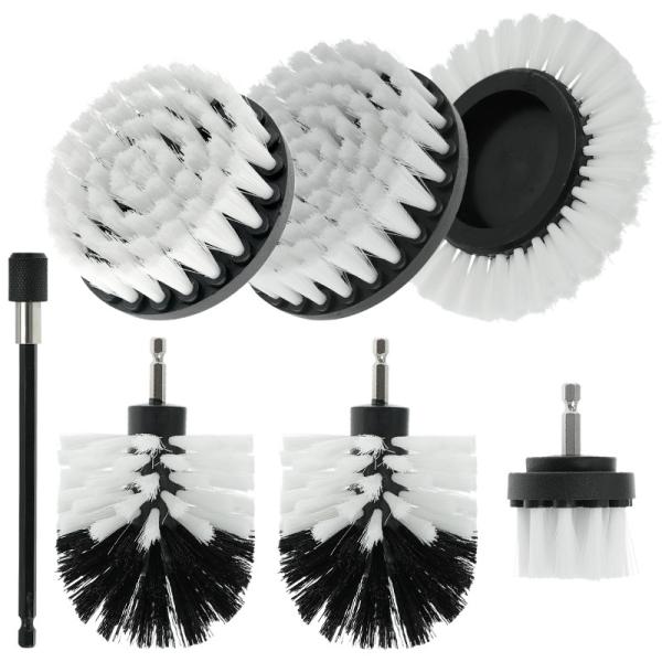 7Pcs Power Scrubber Attachments Drill Brush Set With Extension Rod For Household Cleaning