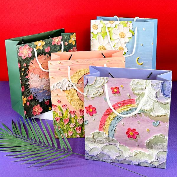 Gravure Printing Custom Order Luxury Boutique Gift Shopping Tote Art Paper Bags With Logo