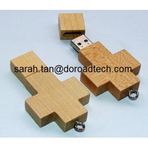Quality Original Real Capacity Wood Cross-shaped USB Flash Drives for sale