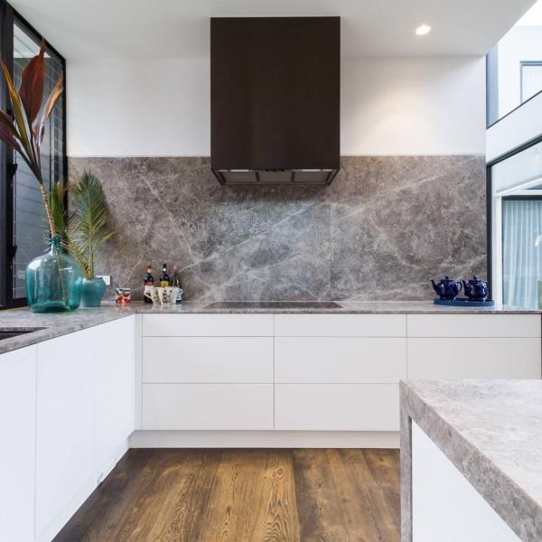 Wooden Handle Integrated Appliance Cabinet Custom Plywood Kitchen Cabinets With Island