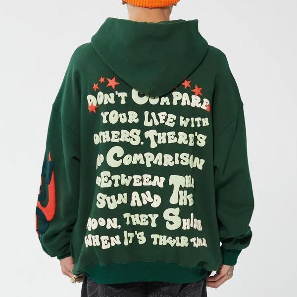 Factory Supplying Cotton Polyester Puff Print Hoodie 50 400GSM 3D Foam Print Men′s Hoodies