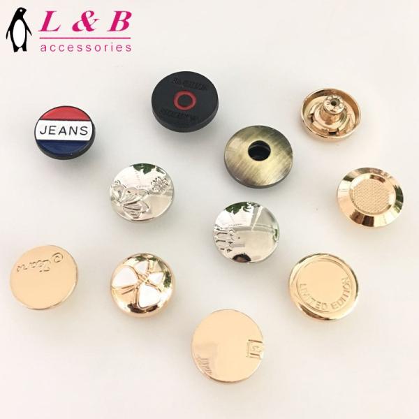 17MM 18MM 20MM high quality gold zamac jeans button with engraved custom brand logo wholesale