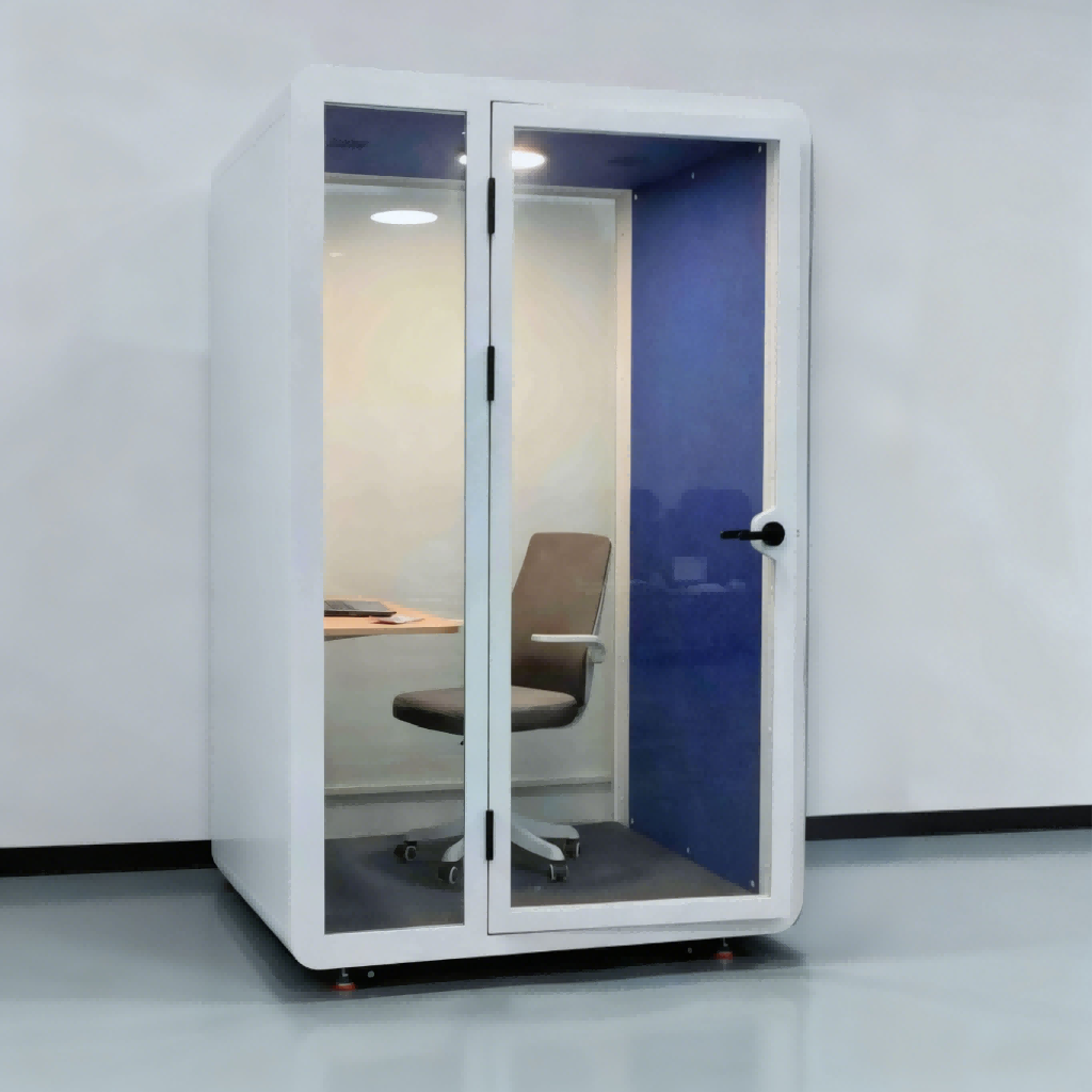Modern Single Person Pod White Soundproof Work Booth Extendable For Exam Prep