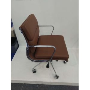 Luxury Medium Back Soft Pad Genuine Leather Swivel Chair / Leather Office Chair