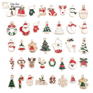 Gold Enamel Christmas Pendant , Metal Charms Diy Jewelry Making Pendants