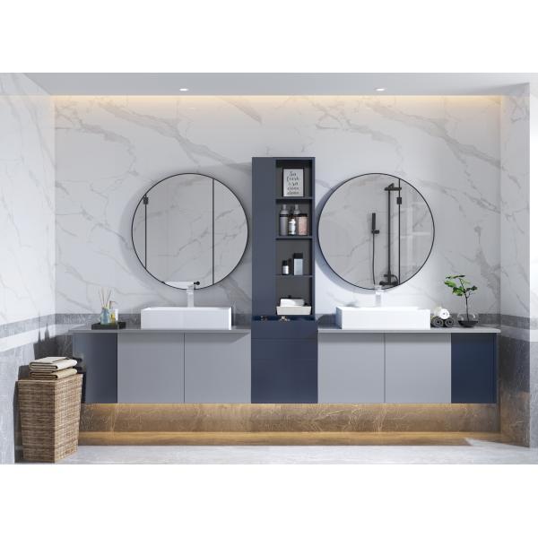 Modern bathroom vanity with mirror and lighting