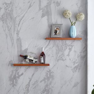 Teak MDF Wood 3CM 27lb Capacity Wall Hanging Bookshelf