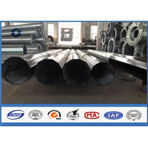 Bituminous Painting Utility Power Pole / Hot Dip Galvanized Steel Telegraph