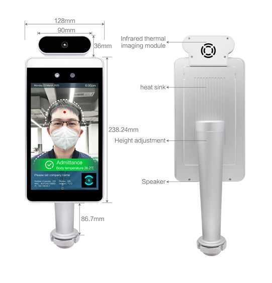 Mask Detecting Facial Recognition Sensor 8 Inch On Wall Surface Security Alarm