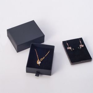 Personalized White Paper Jewelry Boxes with sponge Simple Sliding Drawer