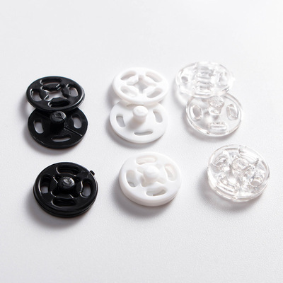 Wholesale Color plastic snap button fastener hand-sewn nylon buckle Invisible buckle 7-25mm black and white transparent