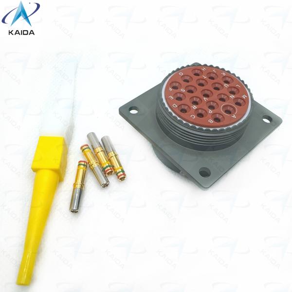 MIL-DTL-26482 Circular Connector Type Square Flange Receptacle for Heavy-Duty Machinery.MS3476W25-19PN.Olive Green Cadmium Plating with 19 Pins.