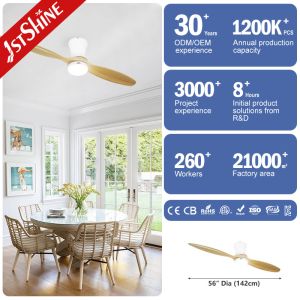 School Living Room LED Ceiling Fan 52 inch Support Dimmer Yes 3 Colors Natural