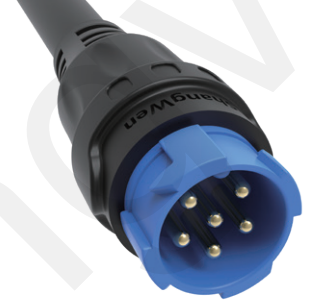 Blue 6pin M19 Connector 15A Solder Overmolded Aluminum Alloy Shell with IP67 Protection