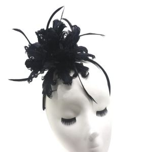 Quality Curly Goose Feather Fascinators For Hair , Millinery Feather Flowers With Headband for sale