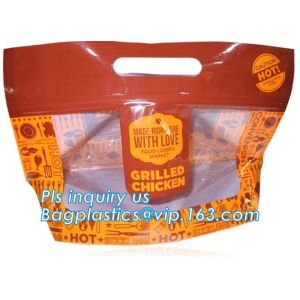 Anti Fog Material Resealabele Plastic Hot Chicken Bag, slide zipper pet