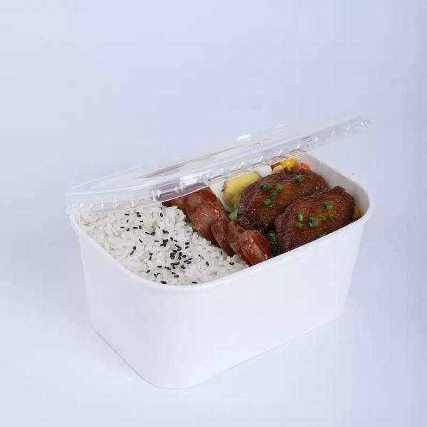 Buy Salad Take Away Rectangle Paper Bowl Disposable With Lid at wholesale prices