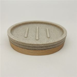 Ribbed circles line polyresin bathroom sets wood base bathroom countertop