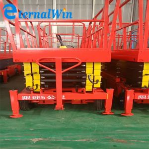 10m Lifting Height 350kg Red Electric Battery Scissor Lift Platform