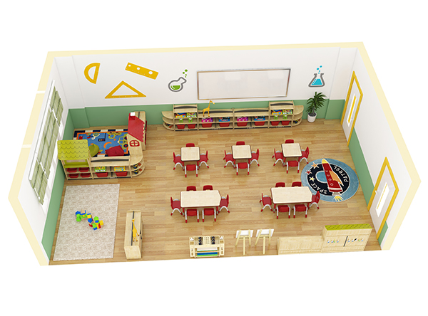 HaiXun Kindergarten Classroom Furniture Table And Chairs Rounded Edge