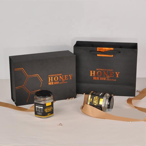 Elegant Glass Bottle Carry Honey Gift Box Magnetic Cardboard Packaging