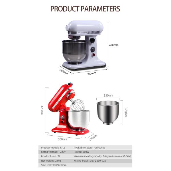 Professional Plastic Housing Rotary Stand Mixer Food Grade with three different mixing head