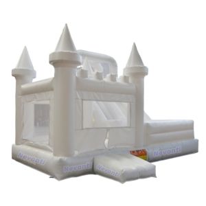 Customized Size White Jumping Castle with Slide and Repair Kit Included