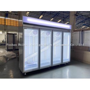 2000L Commercial Supermarket 4 Doors Glass Upright Freezer