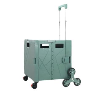 Portable Folding Supermarket Plastic Shopping Cart 3" Diameter Wheels