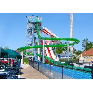 High Speed Spiral Water Slide Galvanized Steel Support Fiberglass Flume