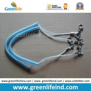 Yellow Spring Coil Steel Lanyard W/Oval Metal Hook