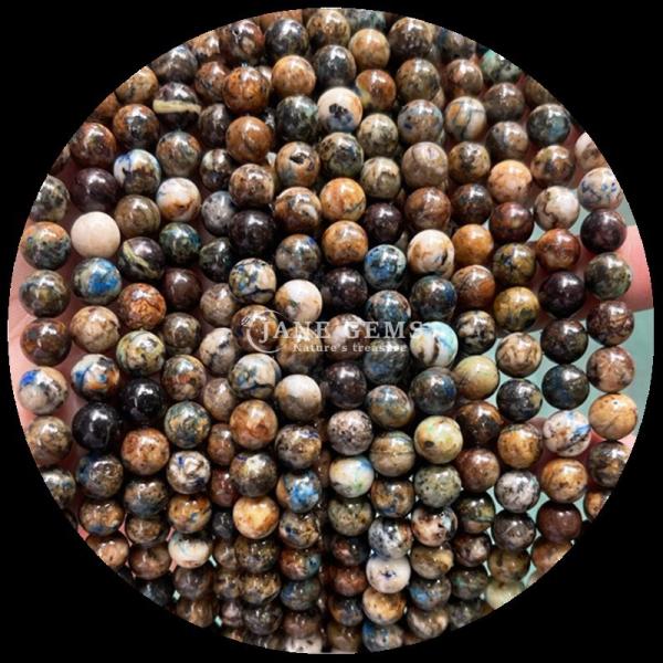 Assorted Various Round Shape Silver Obsidian Sunstone Natural Polished Stone Bead