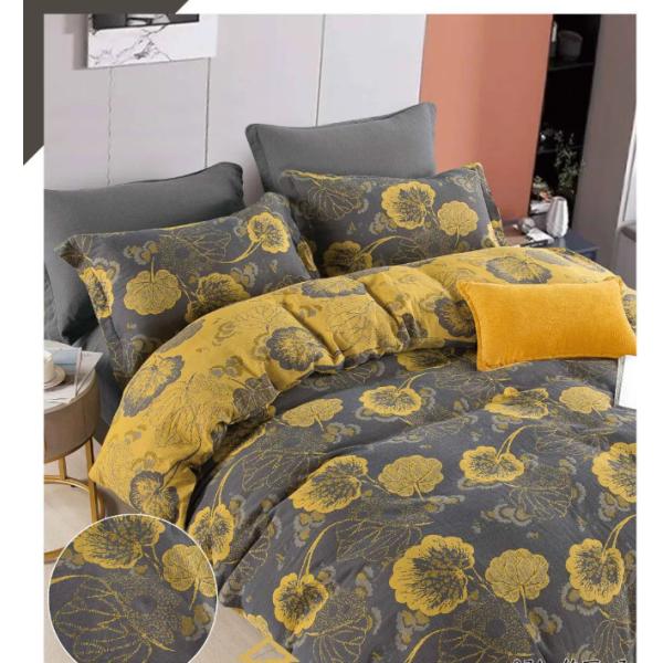 Buy Natural & Healthy Cotton Color Weaving  Double Jacquard Bedding Set Duvet Cover Bed Sheet at wholesale prices