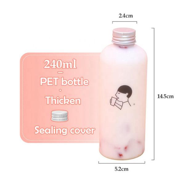 240ml Conical Clear Plastic Juice Containers Aluminum Cover