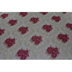 210cm Wide 80gsm Knitted Polyester Tricot Fabric With Red Rose Pattern